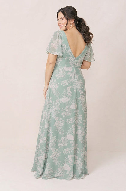Maternity Madeline Convertible Chiffon Floral Print Dress | Made To Order | Champagne Bouquet