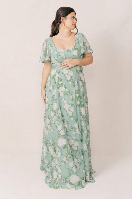 Maternity Madeline Convertible Chiffon Floral Print Dress | Made To Order | Sage Multi Bouquet