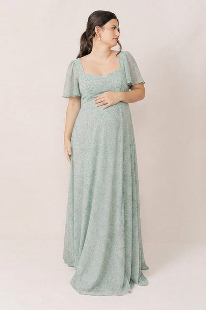 Maternity Madeline Convertible Chiffon Floral Print Dress | Made To Order | Sage Posey