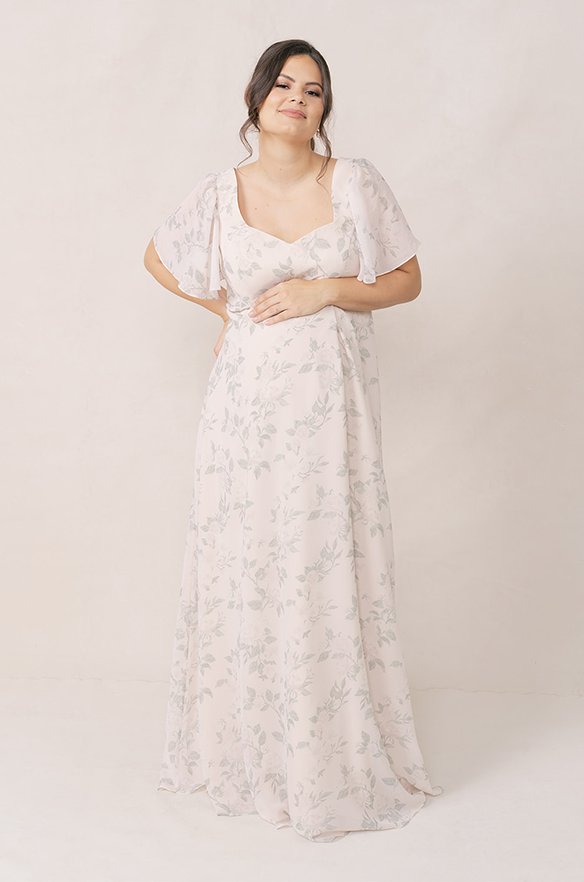 Maternity Madeline Convertible Chiffon Floral Print Dress
