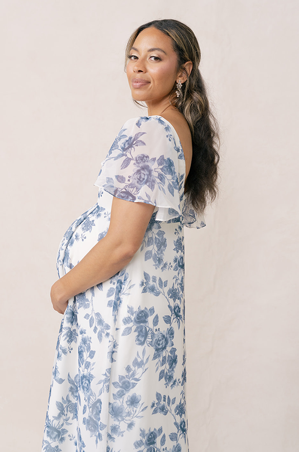 Maternity Madeline Convertible Chiffon Floral Print Dress | Made To Order Hot Pink Garden Maternity Madeline Convertible Chiffon Floral Print Dress | Made To Order Hot Pink Garden