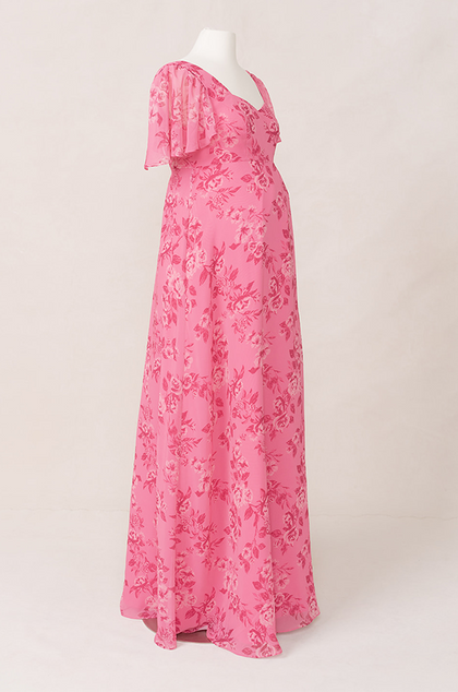 Maternity Madeline Convertible Chiffon Floral Print Dress | Made To Order | Malibu Pink Bouquet