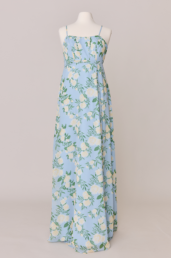 Maternity Nova Chiffon Floral Print Dress | Made To Order Sky Blue Multi Bouquet Maternity Nova Chiffon Floral Print Dress | Made To Order Sky Blue Multi Bouquet
