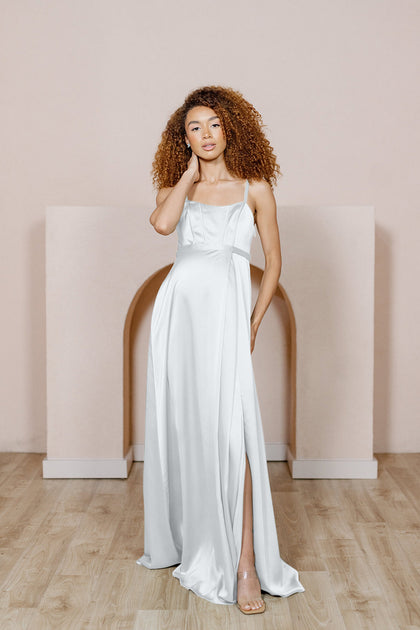 Maternity Nova Satin Dress | Made To Order | Soft Champagne