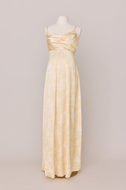 Maternity Skye Satin Floral Print Dress | Made To Order | Pale Yellow Bouquet