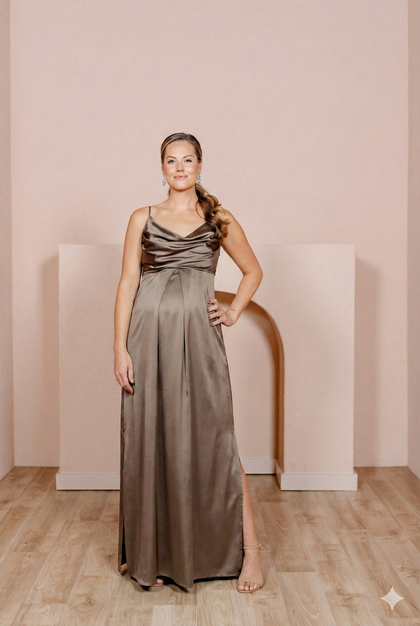 Maternity Skye Satin Dress | Made To Order | Truffle