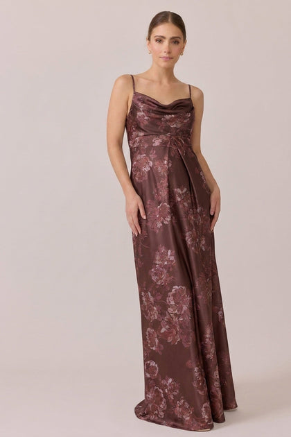 Maternity Skye Satin Floral Print Dress | Made To Order | Mahogany Blooms