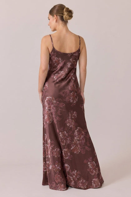 Maternity Skye Satin Floral Print Dress | Made To Order | Mahogany Blooms