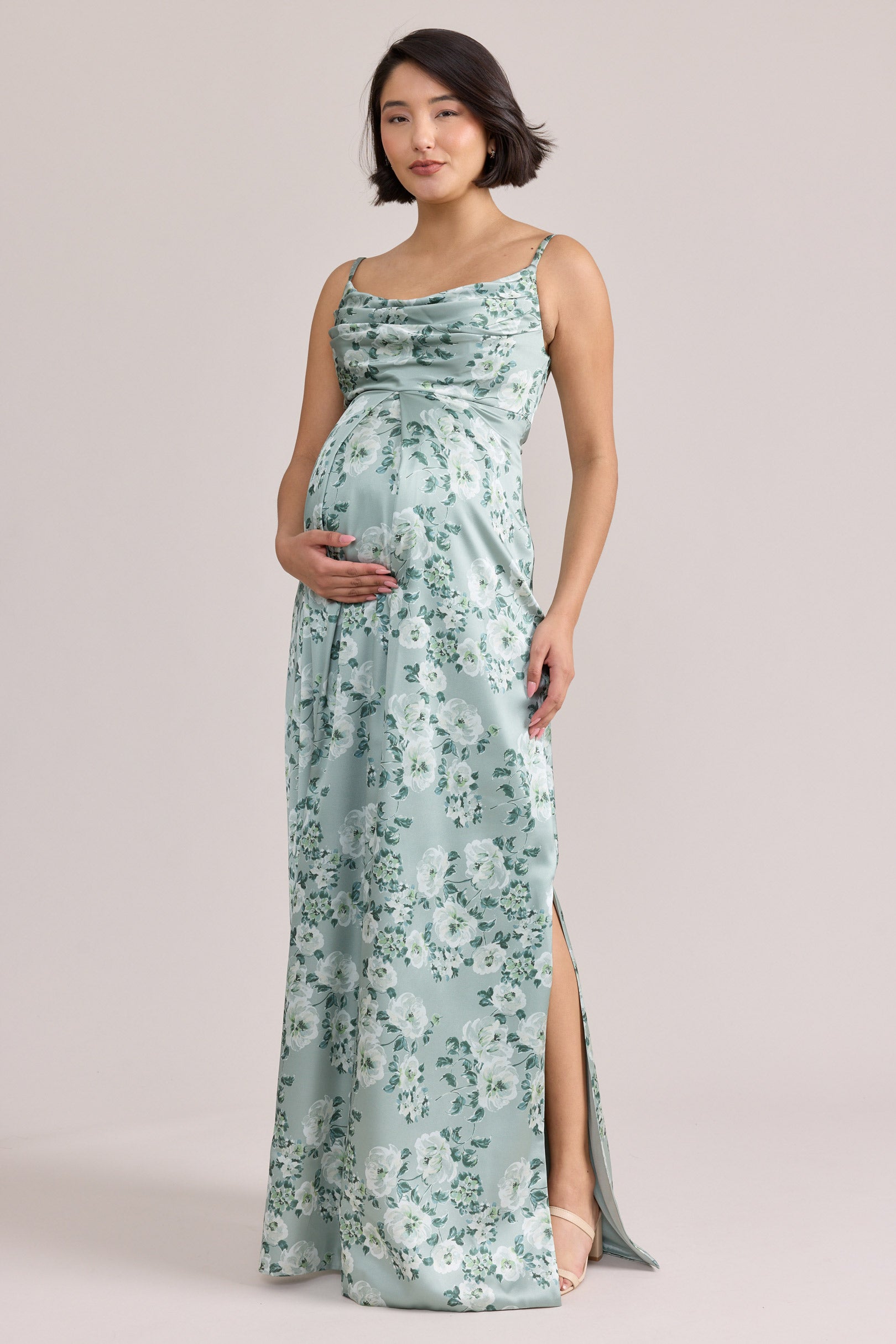 Maternity Skye Satin Floral Print Dress Maternity Skye Satin Floral Print Dress