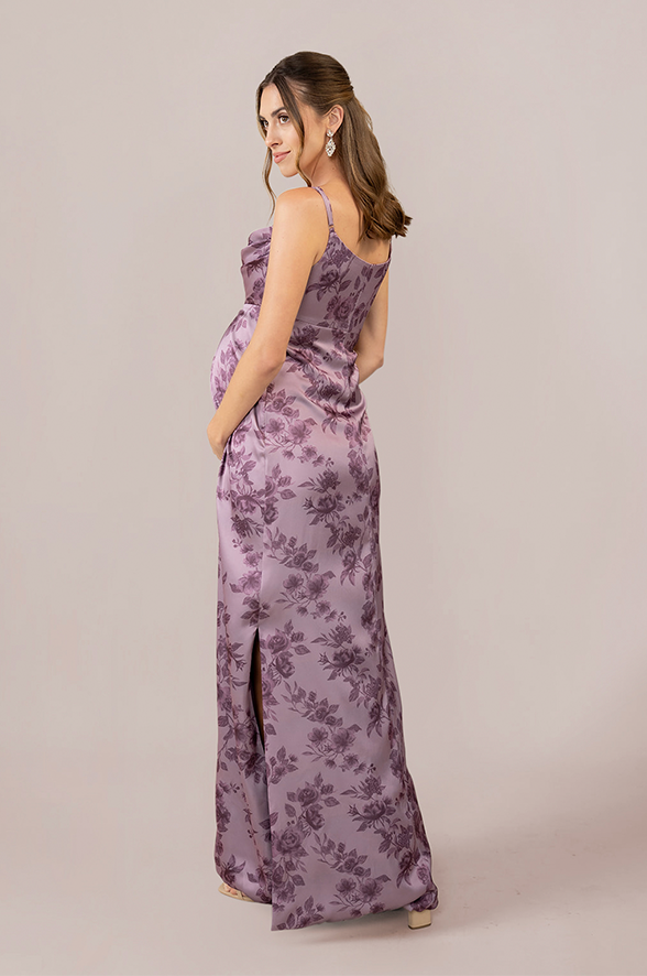 Maternity Skye Satin Floral Print Dress | Made To Order Blush Bouquet Maternity Skye Satin Floral Print Dress | Made To Order Blush Bouquet