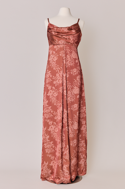 Maternity Skye Satin Floral Print Dress | Made To Order | Rust Bouquet