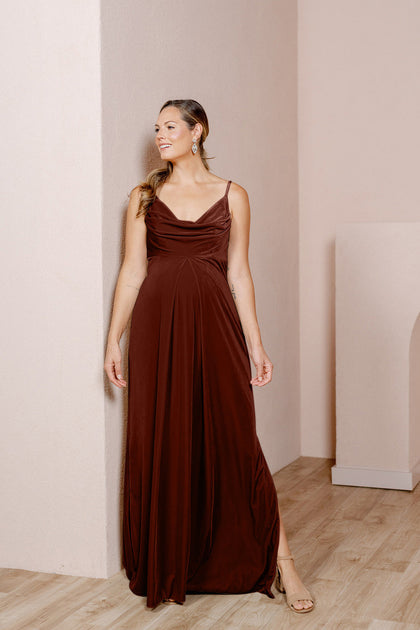 Maternity Skye Velvet Dress | Made To Order | Rust