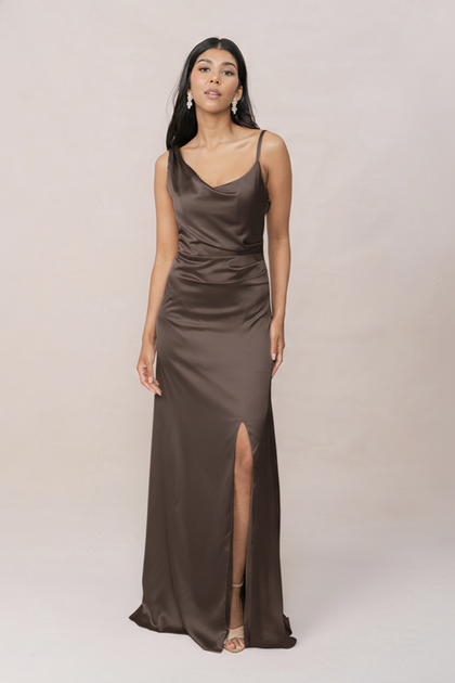Maxine Satin Dress | Made To Order | Espresso