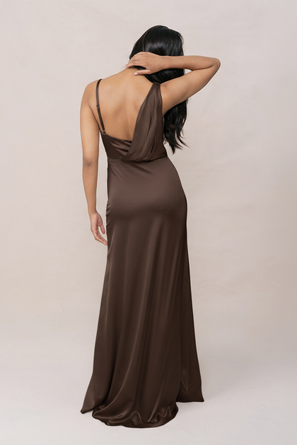 Maxine Satin Dress | Made To Order | Espresso