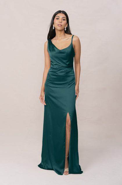 Maxine Satin Dress | Made To Order | Classic Emerald