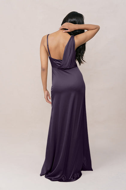Maxine Satin Dress | Made To Order | Eggplant