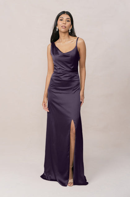 Maxine Satin Dress | Made To Order | Eggplant