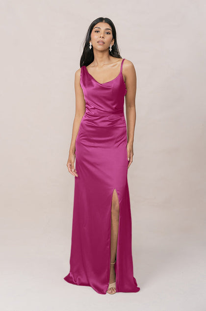 Maxine Satin Dress | Made To Order | Fuchsia