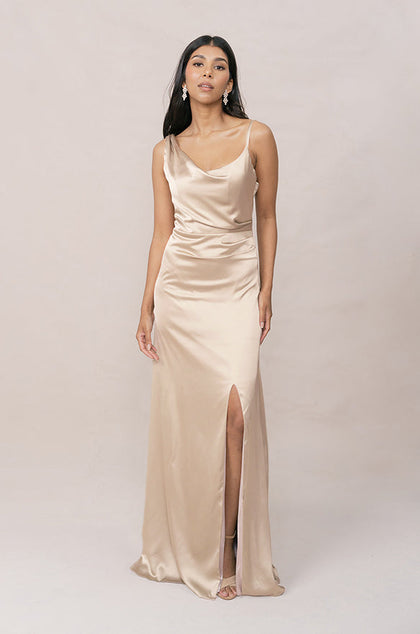 Maxine Satin Dress | Made To Order | Gold Champagne