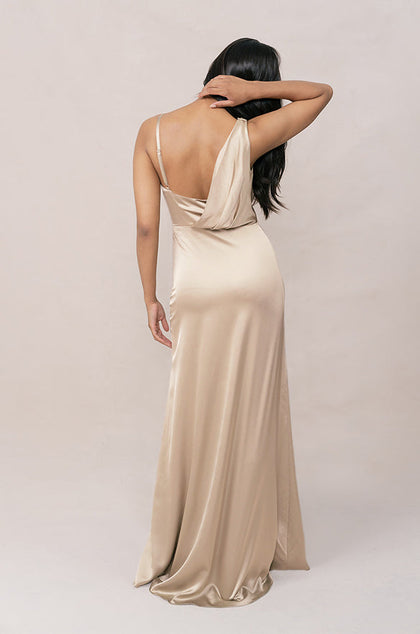 Maxine Satin Dress | Made To Order | Gold Champagne