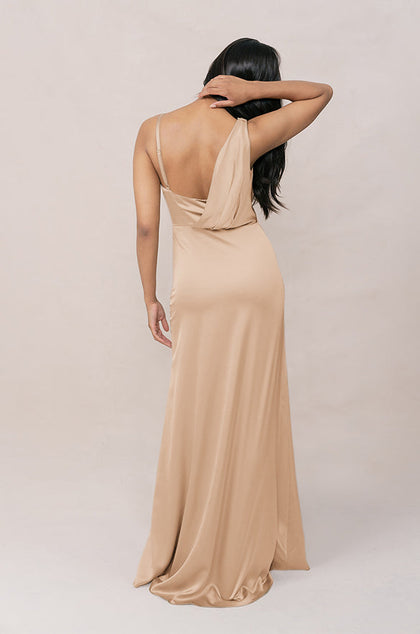 Maxine Satin Dress | Made To Order | Honey Beige