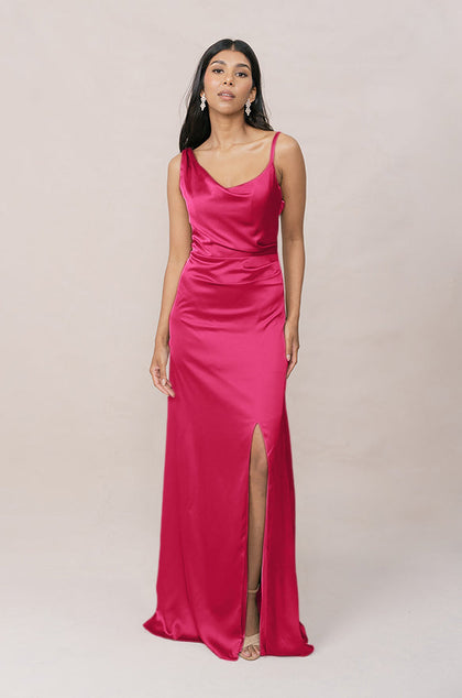 Maxine Satin Dress | Made To Order | Hot Pink
