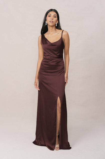 Maxine Satin Dress | Mahogany