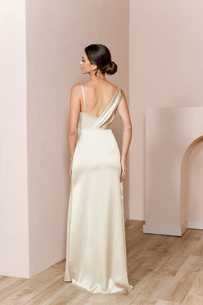 Maxine Satin Dress | Made To Order | Pale Yellow