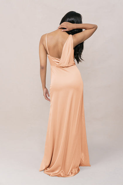 Maxine Satin Dress | Made To Order | Peach