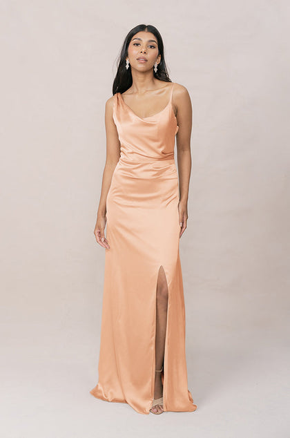 Maxine Satin Dress | Made To Order | Peach