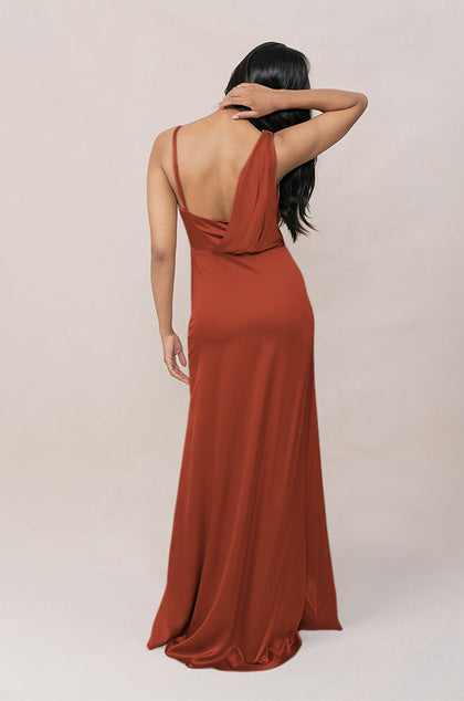Maxine Satin Dress | Made To Order | Rust