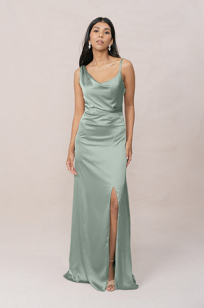 Maxine Satin Dress | Made To Order | Sage