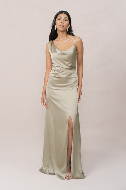 Maxine Satin Dress | Made To Order | Sage