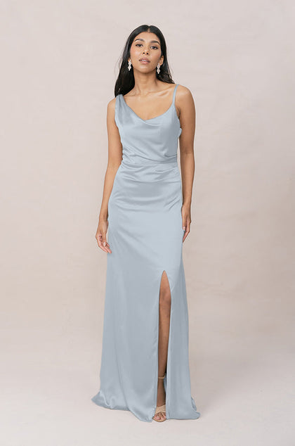 Maxine Satin Dress | Made To Order | Sky Blue