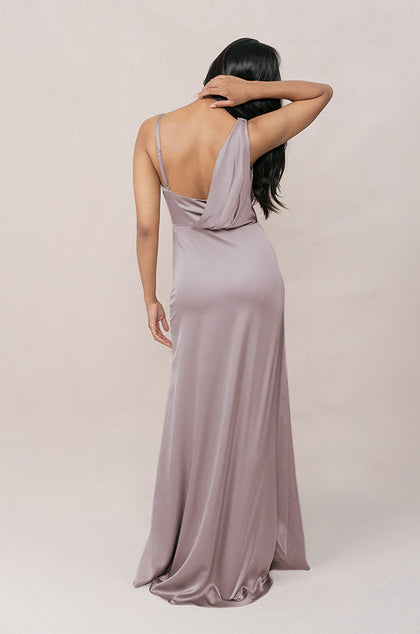 Maxine Satin Dress | Made To Order | Taupe