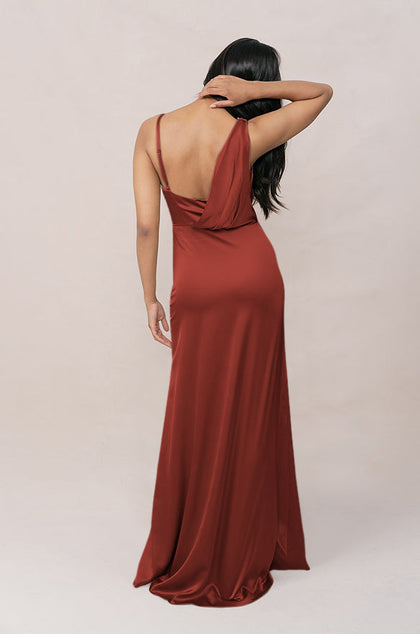 Maxine Satin Dress | Made To Order | Terracotta Rust