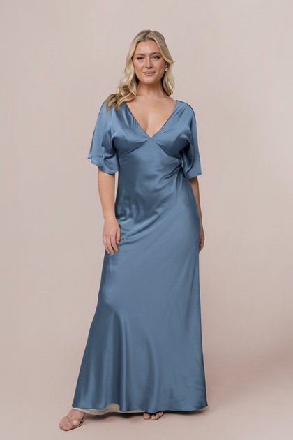 Maya Satin Dress | Made To Order | True Blue
