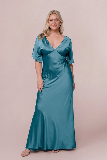 Maya Satin Dress | Made To Order | Turquoise