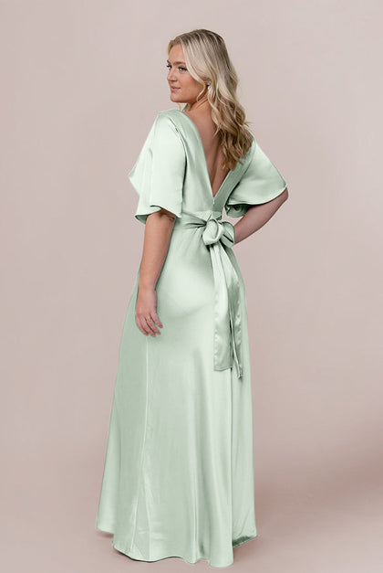 Maya Satin Dress | Made To Order | Pistachio