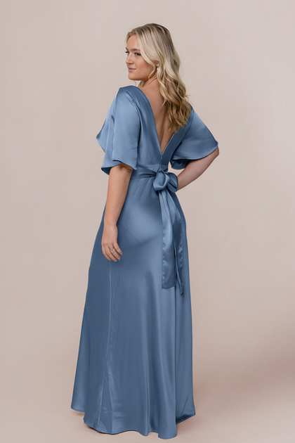 Maya Satin Dress | Made To Order | True Blue