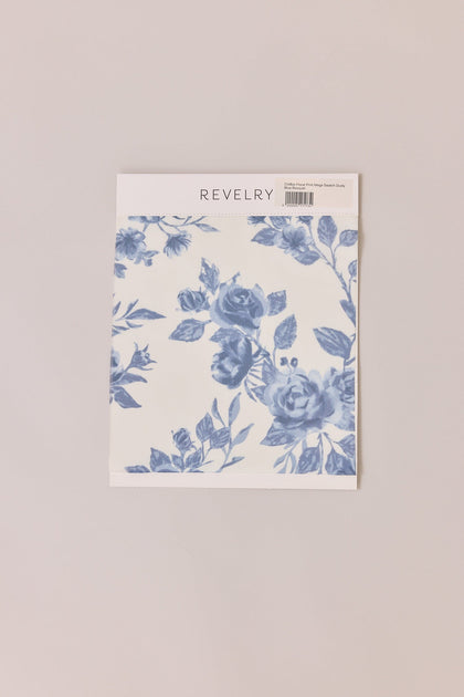 Chiffon Floral Print Mega Swatch | Dusty Blue Bouquet