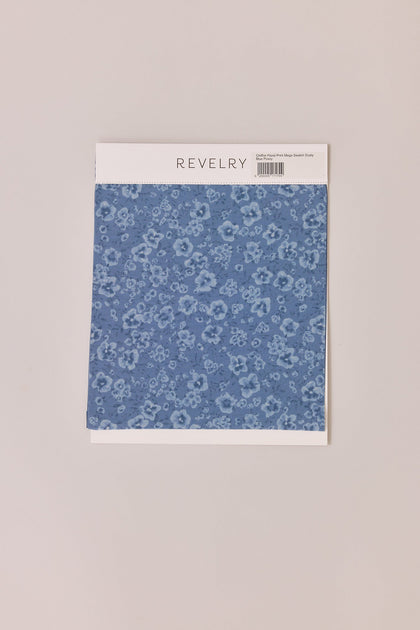 Chiffon Floral Print Mega Swatch | Dusty Blue Posey