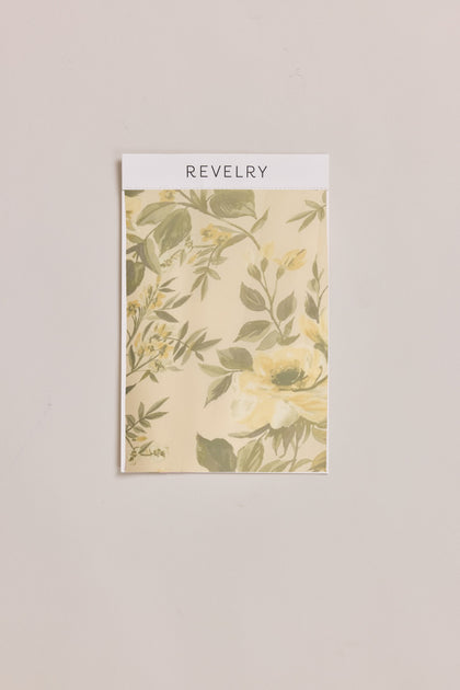 Chiffon Floral Print Mega Swatch | Pale Yellow Meadow Blooms