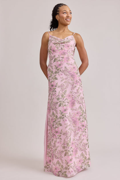 Chiffon Floral Print Mega Swatch | Perfect Pink Meadow Blooms