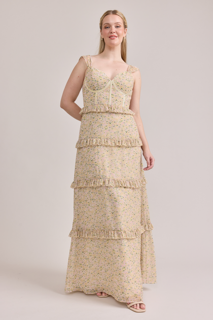 Chiffon Floral Print Mega Swatch | Yellow Posey