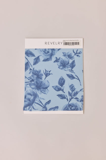 Chiffon Floral Print Mega Swatch | Sky Blue Garden