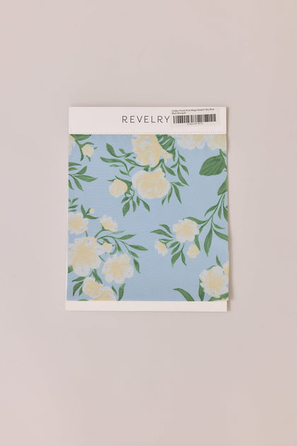Chiffon Floral Print Mega Swatch | Sky Blue Multi Bouquet