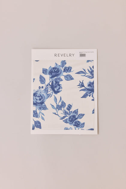 Satin Floral Print Mega Swatch | Dusty Blue Bouquet