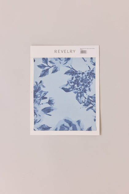 Satin Floral Print Mega Swatch | Sky Blue Garden