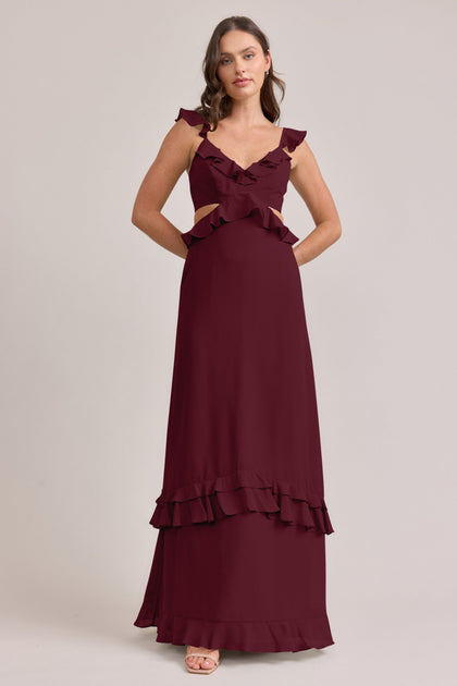 Mia Chiffon Dress | Made To Order | Cabernet
